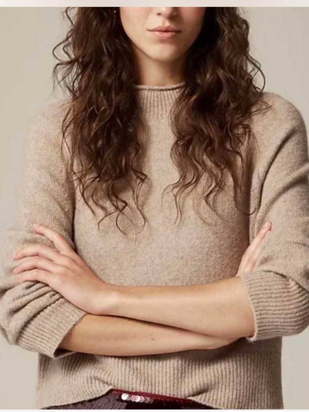 J.Crew Rollneck Supersoft Turtleneck Rollneck Alpaca/ Merino Wool Tan Sweater, S